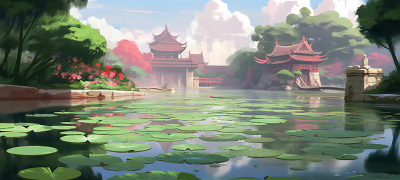 手绘古典庭院风景,插画/手绘图,插画/手绘图库,插画/手绘图下载,插画/手绘
